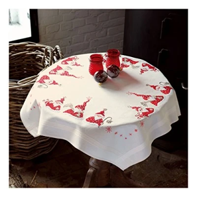 Image of Vervaco Embroidery: Tablecloth: Christmas Gnomes, 100% Cotton, Multi Colour, 40 x 2 20 cm