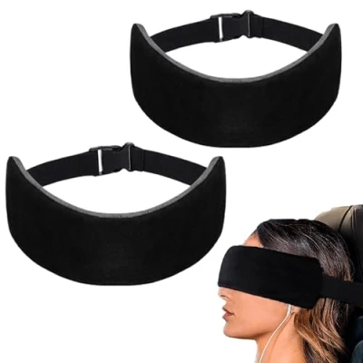 Image of travel eye masks for airplane headrest,airplane head strap sleeping,travel pillow adjustable support strap,headrest holder airplane,travel strap,travel attach to headrest