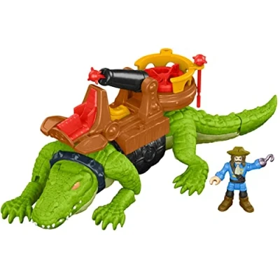 Image of IMAGINEXT Preschool Toys Walking Croc &amp; Pirate Hook 5 Piece Playset with Launcher for Pretend Play Ages 3+ Years