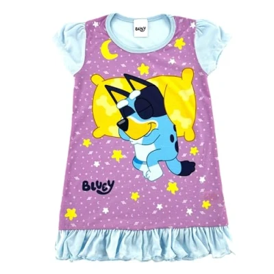 Image of Bluey Girls Nightdress Sizes 2 to 6 Years Moon and St 3 (92 98 cm), Lilac/Blue