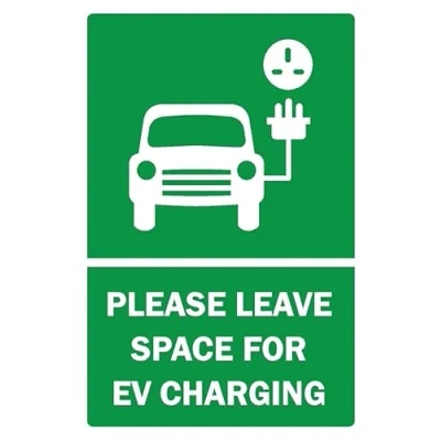 Image of Please leave space for electric vehicle EV charging safety sign 1mm flexible Plastic (600mm x 400mm)