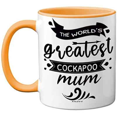 Image of Stuff4 The World&#039;s Greatest Cockapoo Mum, Gifts for Lovers, Dog Mum Mug, Cockerpoo Women, 11oz Ceramic Dishwasher Safe Premium Yellow Mugs