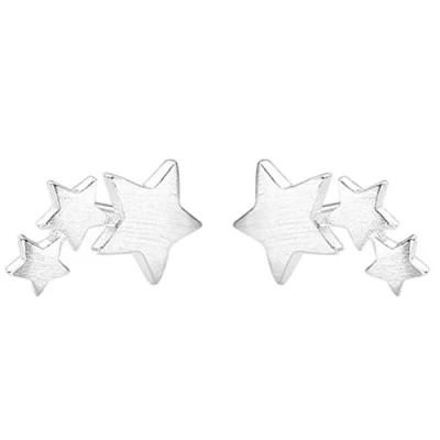 Image of Iszie 925 Sterling Silver Mini Triple Stars Stud Climber Earrings for Women, Gift Girls Women