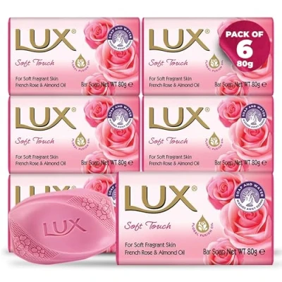Image of LUX Pink Soft Beauty Soap Bar Indulgent Skincare for Face, Hands &amp; Body Enriched Smooth, Radiant Skin Gentle Daily Bath Shower w/Fresh Fragrance Men Women 80g x 6