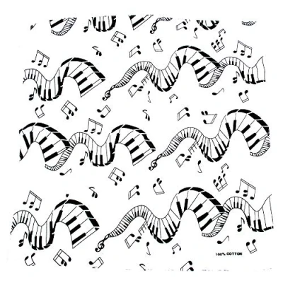 Image of Zac&#039;s Alter Ego White Based Musical Themed Bandana