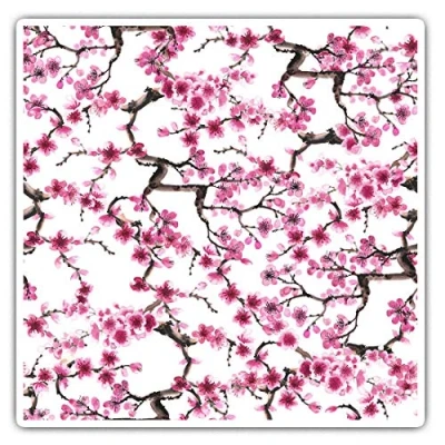 Image of Square Stickers (Set of 2) 10cm Pretty Cherry Blossom Tree Pink Flower Laptop Tablet Luggage Scrapbook #8719