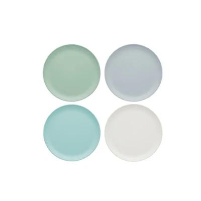 Image of KitchenCraft Colourworks Melamine Plastic Side Plates, Classics Colours, Set of 4
