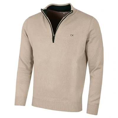 Image of Calvin Klein Mens 1/2 Zip CK Golf Sweater Latte XXXXXL