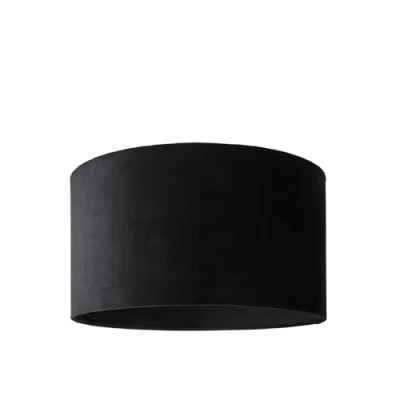 Image of Modern Black Velvet Cylinder Ceiling Pendant Lampshade/Table Lamp Drum Light Shade Large