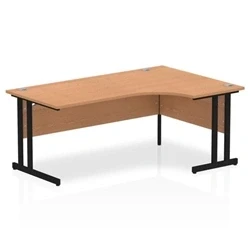 Image of Impulse 1800mm Right Crescent Desk Oak Top Black Cantilever Leg
