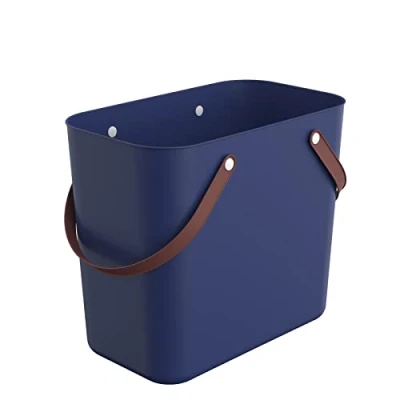 Image of Rotho Albula Shopping Basket, Plastic (PP Recycled), Blue, 25 L, (40 x 23.5 34 cm)