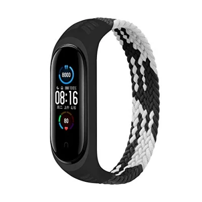 Image of Braided Solo Loop Strap compatible For Xiaomi Mi Band 7 6 5, Nylon Stretchy Sport Replacement Wristband 7, 6, 5