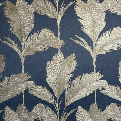 Image of Belgravia Decor Alessia Leaf Gold Navy Wallpaper GB213 Italian Vinyl