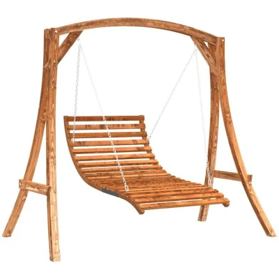 Image of vidaXL Swing Bed Solid Wood Spruce with Teak Finish
