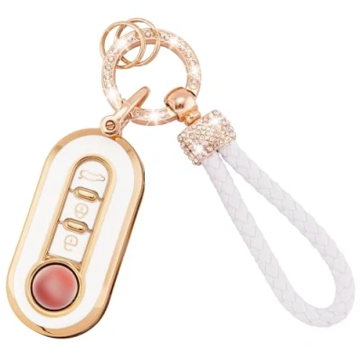 Image of Koaudb Car Key Full Cover for Fiat with Keychain Lanyard, 3 Buttons Soft TPU Protection Case (Fia)
