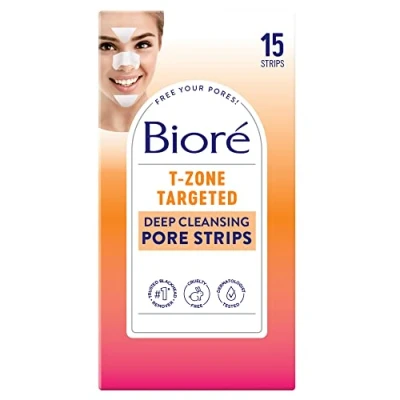Image of Biore Blackhead eliminating targeted pore strips, t zone 5 nose + face chin