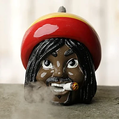 Image of Puckator Rasta Backflow Incense Burner Home Zen Meditation Decor Accessories Waterfall Cone Spiritual Feng Shui Gothic Goth Relaxation Gifts Gift Desk Ornaments