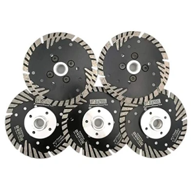 Image of DT DIATOOL Diamond Turbo Saw Blade with Slant Protection Teeth 5PCS 4.5 Inch / 115mm Cutting Disc M14 Thread for Concrete Tile Granite Marble Masonry