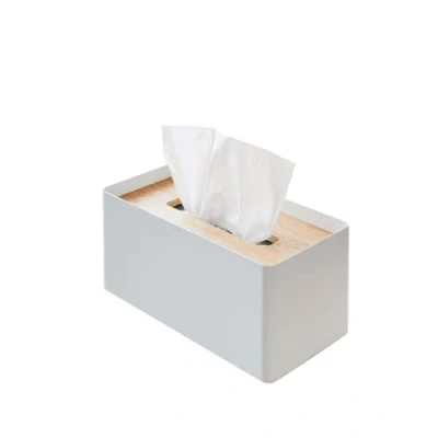 Image of Yamazaki Home Box Cover Lid Steel Tissue Case, One Size, Ash