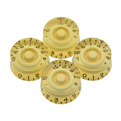 Image of KAISH Pack of 4 American Spec LP Guitar Speed Dial Knobs 24 Fine Spline Control for Les Paul with CTS Split Shaft Pots Cream