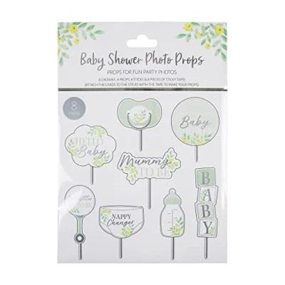 Image of Eurowrap Baby Shower Photo Booth Party Props Pack of 8 Customizable With Stickers