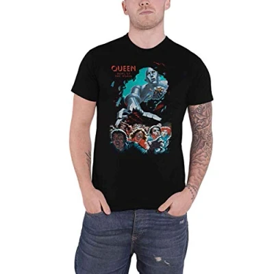 Image of Queen T Shirt News of The World Vintage Band Logo New Official Men&#039;s Black Size S