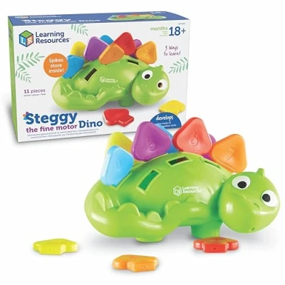 Image of Learning Resources Steggy The Fine Motor Dino 11 Pieces, Ages 18+ Months Toddler Toys, and Sensory Toy, Montessori Preschool Toys