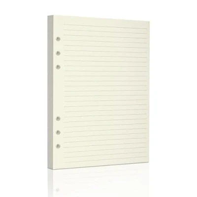 Image of A5 Ruled Refill Paper, Loose Leaf Paper 6 Hole Notebook Refills for Ring Refillable Binder Planner Diary Journals Painting Lined Pages,80 Sheets/160 Pages (Beige Lined, A5)