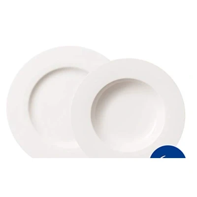 Image of Villeroy &amp; Boch 10 1380 7611 Twist Plate 6 People 12 Piece Elegant Premium Porcelain Crockery Set White Dishwasher Safe, teilig