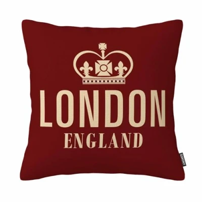 Image of GSRONY Throw Pillow Covers Crown London England in Red Cushion Case Home Decor Pillowcase 18x18 Inches
