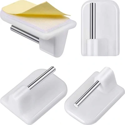 Image of 20 Packs Self Adhesive Hooks Window for Net Curtain Rods, White（Round Corners）