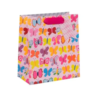 Image of Glick Medium Gift Bag, Flutterbies, 225 x 200 100 mm, Luxury Recyclable Bag for Birthdays &amp; Celebrations