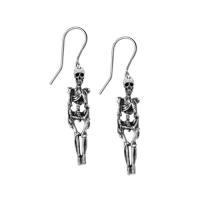 Image of Alchemy Gothic Skeleton Studs Earrings Silver Coloured