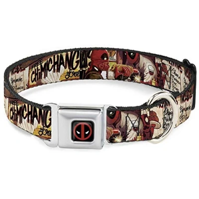 Image of Buckle Down Dog Collar Seatbelt Deadpool Kills 2 Cover Dynamite Chimichanga Multicolor, 1.5&quot;&quot; Wide fits 18 32&quot;&quot; Neck Large (DC WDP030 WL)