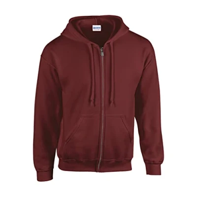 Image of Gildan Heavy Blend Adult Full Zip Hooded Sweatshirt, Maroon, XL