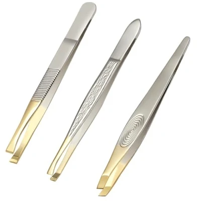 Image of SHUBEIEUMI 3Pcs Tweezers for Eyebrows, Stainless Steel Slant Tweezer, Eyebrow Set, Blackhead Removal, Eyelash Extension, Eyebrows Plucking Beauty Tool Women