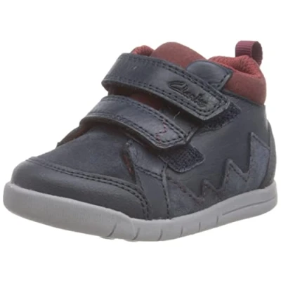 Image of CLARKS Boys Rex Park T Sneaker, Navy Leather, 7 UK
