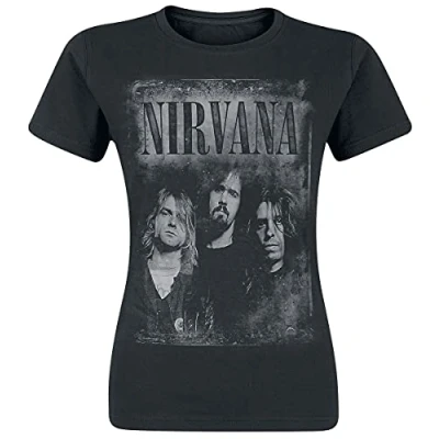 Image of Nirvana Faded Faces Women T Shirt Black L, 100% Cotton, Regular