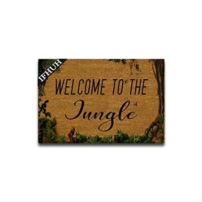 Image of IFHUH Welcome to The Jungle Doormat Funny Mat Front Door Rubber Non Slip Backing Indoor Outdoor Rug 23.6 in(W) X 15.7 in(L)