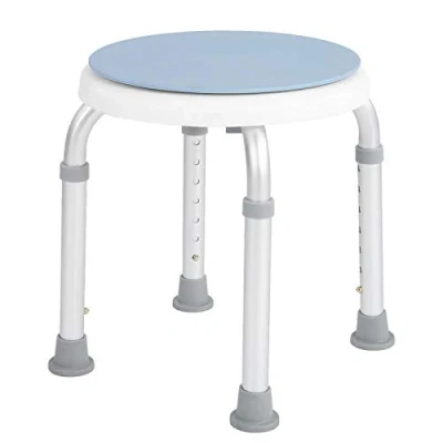 Image of ZJchao Bath Shower Stool, White Multi Purpose Adjustable Stool,Height Aluminum Alloy Swivelling Seat 360Rotating Safety Non Slip Round Chair for Kid,Elderly,Disabled