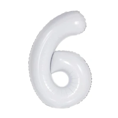 Image of White Number 6 Foil Balloon, 101cm (2 pack)