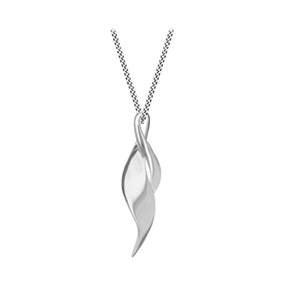 Image of Tuscany Silver Women&#039;s Sterling Twist Spoon Pendant on Curb Chain of 46cm/18&quot;