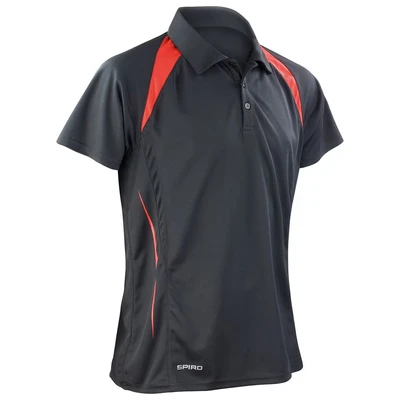 Image of Spiro Men&#039;s Team Spirit Polo T Shirt Black/Red, 2X Large