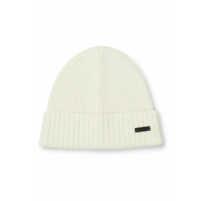 Image of BOSS Mens Fati Ribbed beanie hat in responsible virgin wool
