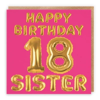 Image of Hunts England Sister 18th Birthday Card Happy 18 Balloon Collection