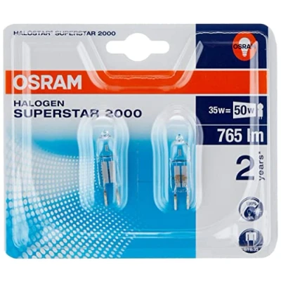 Image of OSRAM Halogen pin Base/HALOSTAR / GY6.35 Socket/dimmable 12 Volt 35 Watt 50 Watt/warmwhite 3000 K/Pack of 2