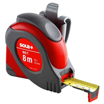 Image of Sola Messwerkzeuge GmbH &amp; Co Ing. Guido Scheyer BigTL 50013501 Tape Measure 8 m x 25 mm with Stop Button/Sola Accuracy Class II/Yellow