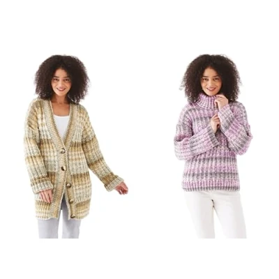 Image of King Cole Knitting Pattern 5735 Women&#039;s Sweater Cardigan in Drifter Aran