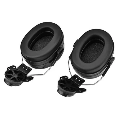 Image of Ear Defenders, Hard Hat Earmuff Attachment, Black Foam Padded Soundproof Noise Reduction Attachment Helmet Defenders Muffs for Industrial Safety Helmets