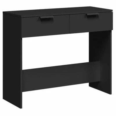 Image of vidaXL Engineered Wood Console Table, Modern Black Side Table with 2 Drawers and Spacious Top Surface for Living Room or Hallway